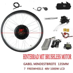 28" 36V 500W/48V 1000W Rear Wheel Ebike Conversion Kit – High-Performance Electric Bike Motor Set with LCD Display, PAS Sensor