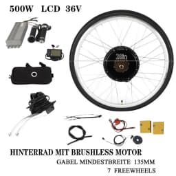 28" 36V 500W/48V 1000W Rear Wheel Ebike Conversion Kit – High-Performance Electric Bike Motor Set with LCD Display, PAS Sensor