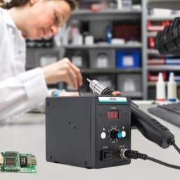 858D Hot Air Rework Station for Electronics Repairing Desoldering Welding, 220V SMD Soldering Station with Hot Air Gun+3 Nozzles