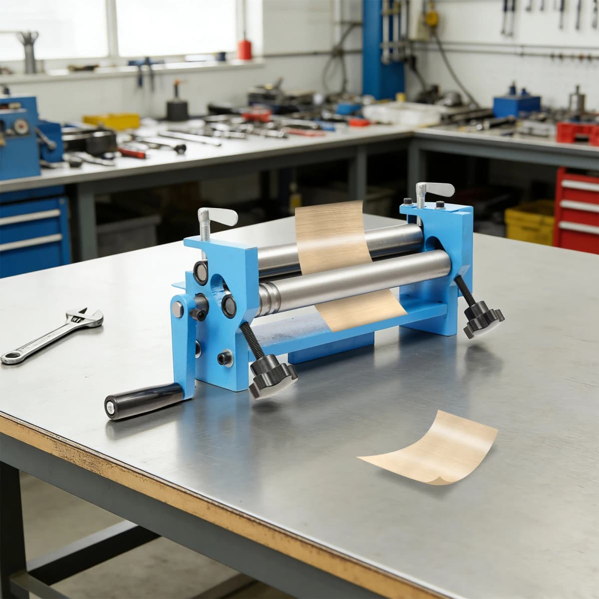 Portable Manual Pipe Bending Machine 3 Rollers Round Bender Metal Steel Copper Plates Bending Tool,Wear-Resistant Adjustable