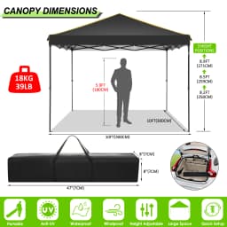3x3m Pop Up Canopy Tent Folding Gazebo With 4 Sidewall Outdoor Commercial Instant Gazebo Tent For Party Garden Backyard Wedding