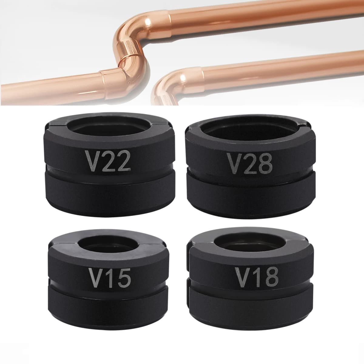4 Copper Pipe Crimping Dies V15, V18, V22, V28 mm, Crimping Pliers Fittings Tool -V Molds Set