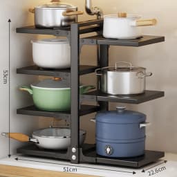 7-Layer PotS and Pans Storage Rack Kitchen Countertop Sink Cabinet Pot Rack Carbon Steel Partition Storage Rack Drain Rack