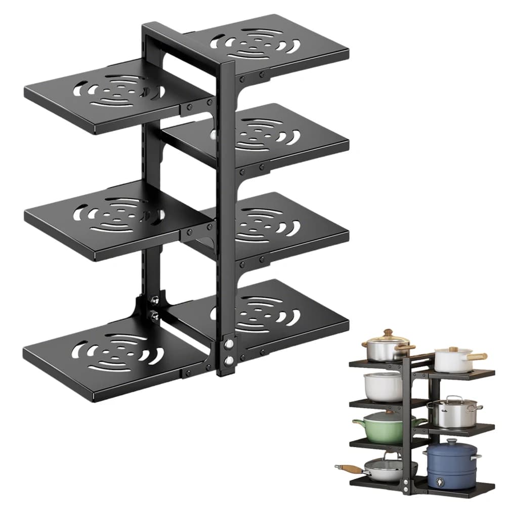 7-Layer PotS and Pans Storage Rack Kitchen Countertop Sink Cabinet Pot Rack Carbon Steel Partition Storage Rack Drain Rack