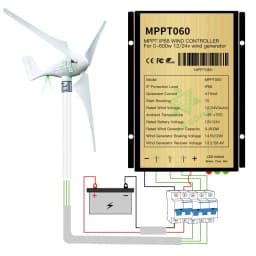600W Windmill 2m/s Low Start Speed AC12V With MPPT Controller Flexibly Assemble 3 or 5 Blades  Wind Turbine Generator With LED