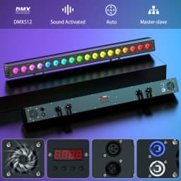 U'King 2PCS 120W RGBWAUV LED Wall Wash Light DMX Line Bar Wash Stage Light 18LED Effect for DJ Party Wedding Events Lighting