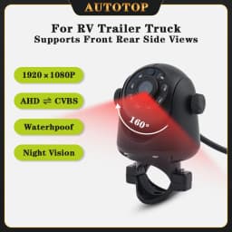 AUTOTOP 1920×1080P AHD Car Front Rear Side Views Camera For RV Trailer Truck, IR LEDs 3D Night Vision, Waterproof 160°Wide Angle
