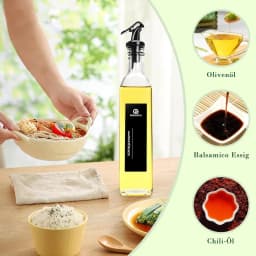 6/12-Pack 250ml Glass Oil & Vinegar Dispenser Bottles | High Clarity with Black Labels, Leakproof Kitchen Storage for Liquids