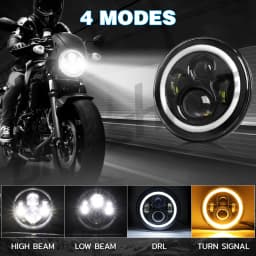 UNISHINE Universal 7 Inch Led Car Motorcycle Headlight 2Color DRL H4 Headlamp Amber Turn Signal For Harley Honda 12V 24V off-road use