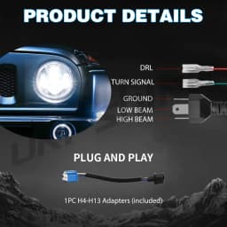 UNISHINE Universal 7 Inch Led Car Motorcycle Headlight 2Color DRL H4 Headlamp Amber Turn Signal For Harley Honda 12V 24V off-road use