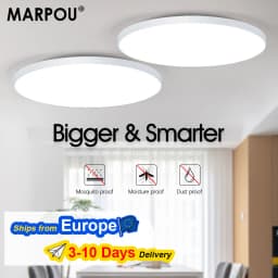 MARPOU Smart LED Modern Ceiling Light with APP Remote Control Dimmable Round Ceiling Lamp Indoor Home Lighting Bathroom Bedroom