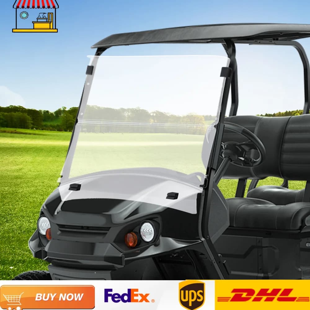 Golf Cart Front Windshield 100.5*82cm/39.5*32.2in Fold Down Impact Resistant Windshield for EZGO TXT Golf Carts After 2014