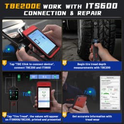Autel MaxiTPMS TBE200E Tire Diagnostic Scanner Car Tool Laser Tire Tread Depth & Brake Disc Wear 2in1 Tester Perform with ITS600