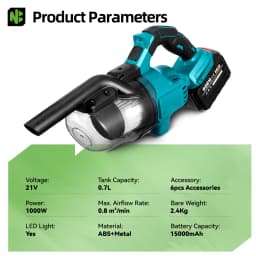 NEWBENY 1000W Cordless Electric Vacuum Cleaner Rechargeable Hard Floors Carp Cleaning Power Tools For Makita 18-21V Battery Pin