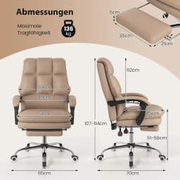 Ergonomic Office Chair with Retractable Footrest, Executive Chair with Adjustable High Backrest