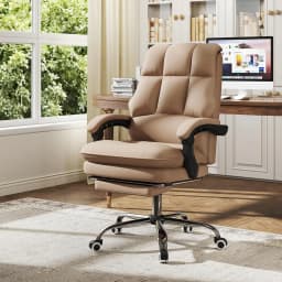 Ergonomic Office Chair with Retractable Footrest, Executive Chair with Adjustable High Backrest