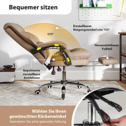 Ergonomic Office Chair with Retractable Footrest, Executive Chair with Adjustable High Backrest