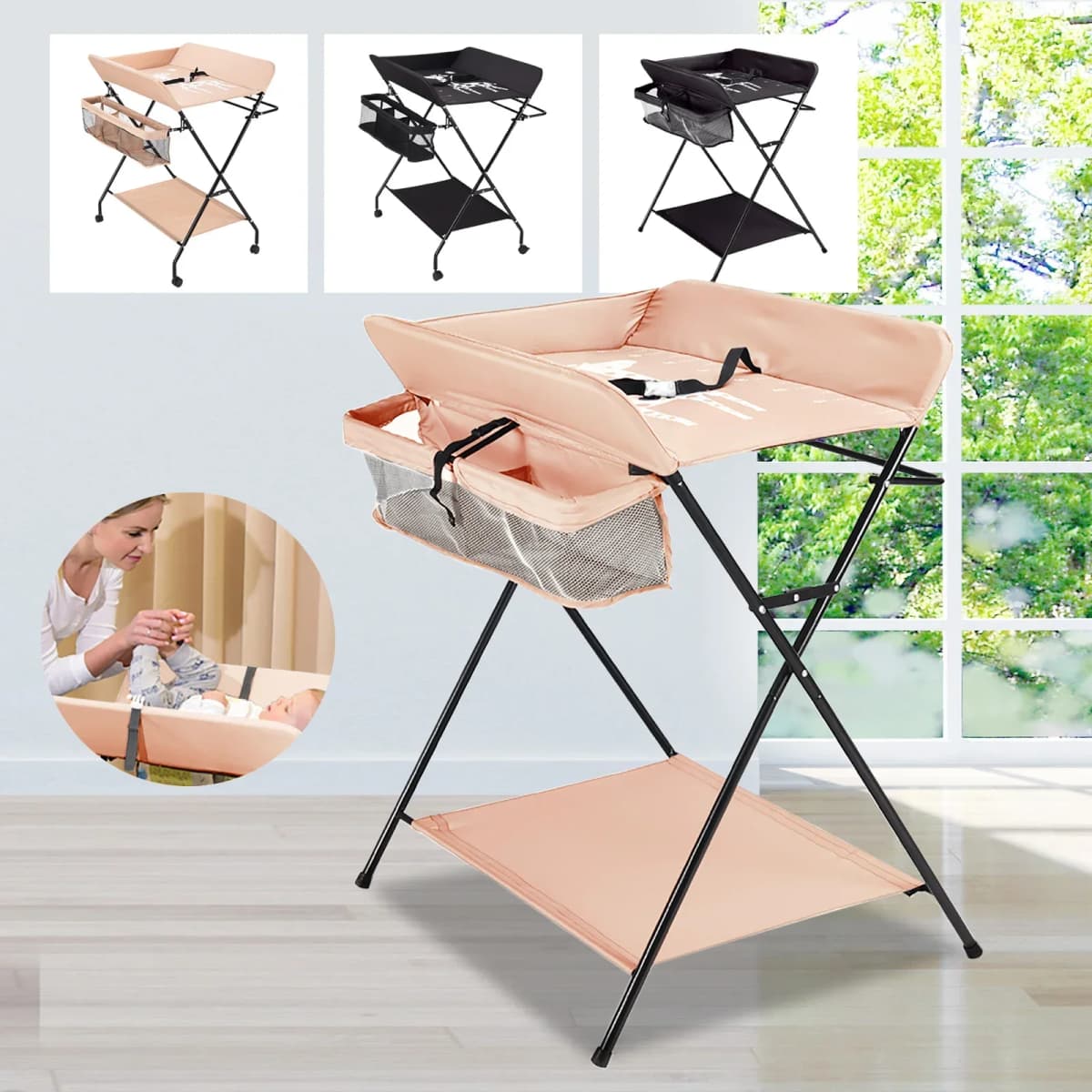 Baby Infant Changing Table Folding Diaper Station Nursery Organizer W/ Storage