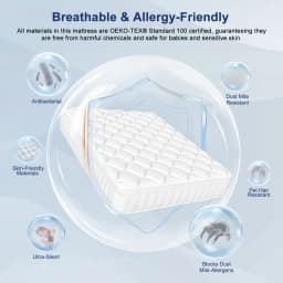 AUTHMIC 7-Zone Pocket Spring Mattress 25cm Thick Medium Firm Hybrid Breathable Anti-Mite Noiseless Bed for Adults Sleep Support