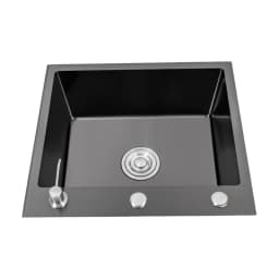 Sink Matte Black 45.5020cm Kitchen Sink Stainless Steel with Soap Dispenser, Sink Kitchen Set Built-in Sink with Drain and Pipe
