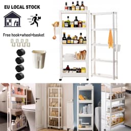 Slim Rolling Storage Cart 5 Layers  9cm/13cm Organizer Mobile Shelving Unit for Kitchen Office Bathroom Laundry Narrow Places