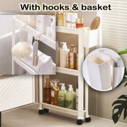 Slim Rolling Storage Cart 5 Layers  9cm/13cm Organizer Mobile Shelving Unit for Kitchen Office Bathroom Laundry Narrow Places