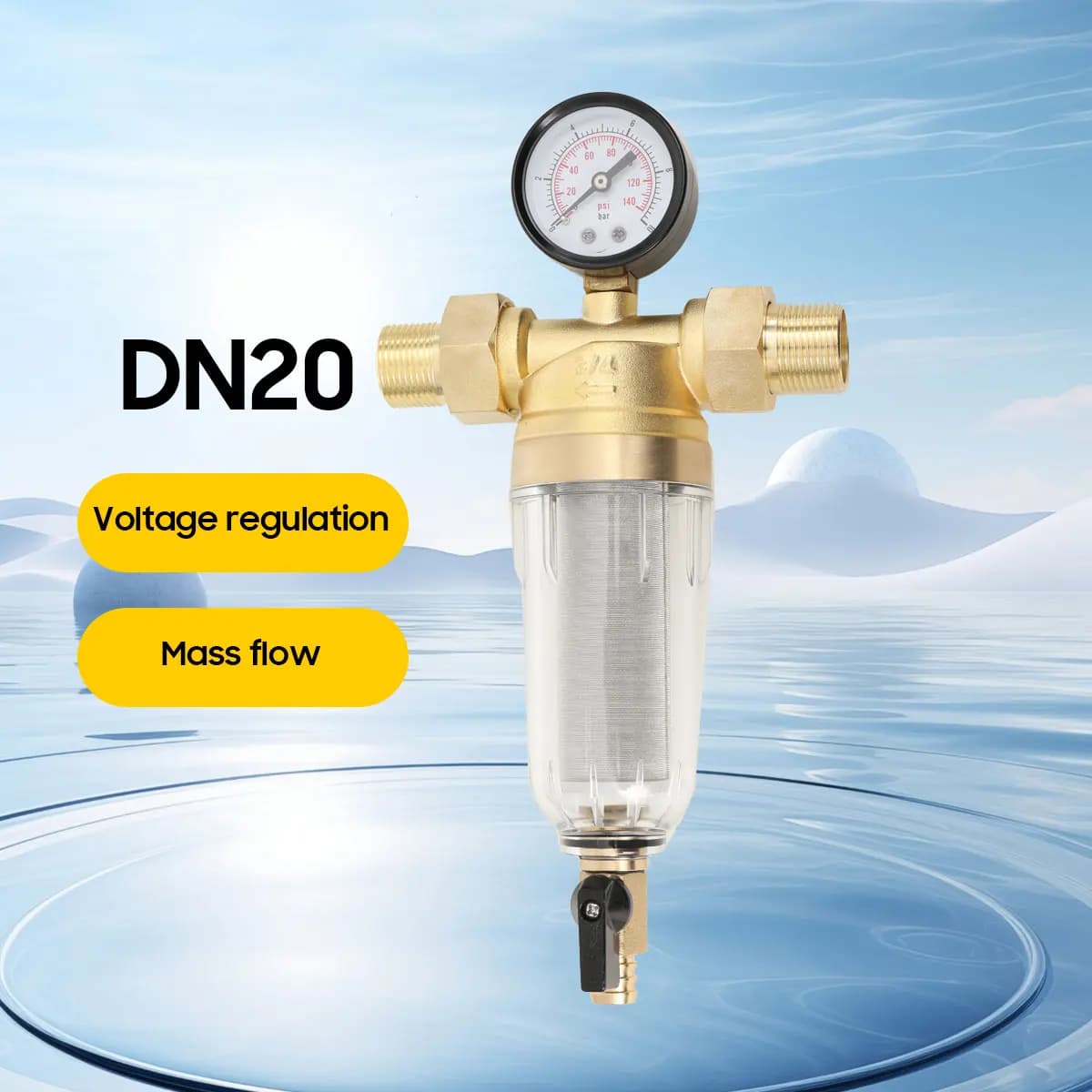 DN20 Spray Gun Air Pressure Regulator Gauge & In-Line Water Trap Air Filter 16 Bar