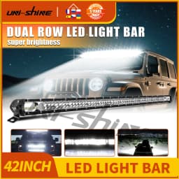 UNISHINE 42inch Light Bar/Work Light 2 Rows 6000K Spot Flood Beams for Tractor 4X4 Offroad 4WD ATV Truck LED Work Light 12V 24V