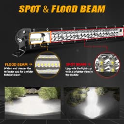 UNISHINE 42inch Light Bar/Work Light 2 Rows 6000K Spot Flood Beams for Tractor 4X4 Offroad 4WD ATV Truck LED Work Light 12V 24V