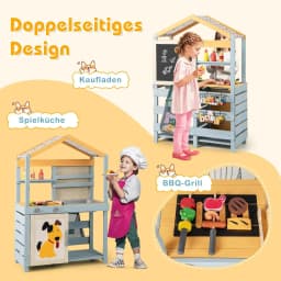 2-in-1 Children's Outdoor Mud Kitchen with Bag&Baskets,Board&Accessories,with Removable Sink,for Children from 3 Years