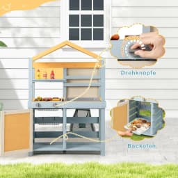 2-in-1 Children's Outdoor Mud Kitchen with Bag&Baskets,Board&Accessories,with Removable Sink,for Children from 3 Years