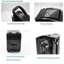 L425mm 48V 15.6Ah 20Ah Silver Fish Lithium Battery pack for JINGHMA R8 BURCHDA R8S pro R8PRO ebike
