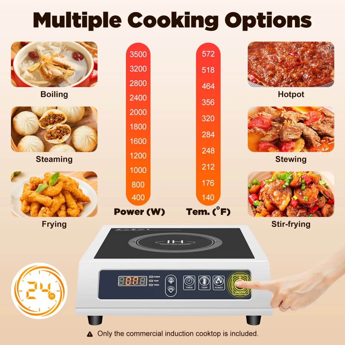 3500W Digital Induction Cooker w/ Digital Display Crystal Panel Professional Cooktop Cooker Induction Commercial Stove