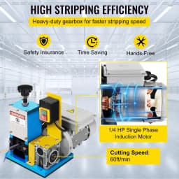 SucceBuy 180W Electric Wire Stripping Machine Φ1.5mm~Φ25mm Portable Automatic Wire Stripper Cable Tool for Copper Recycling