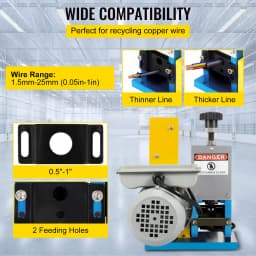 SucceBuy 180W Electric Wire Stripping Machine Φ1.5mm~Φ25mm Portable Automatic Wire Stripper Cable Tool for Copper Recycling