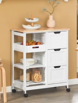 SoBuy FKW79 Kitchen Trolley with 2 Removable Rays and 1 tray Roller Carts for kitchen living room Dining Room