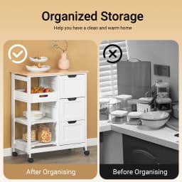 SoBuy FKW79 Kitchen Trolley with 2 Removable Rays and 1 tray Roller Carts for kitchen living room Dining Room