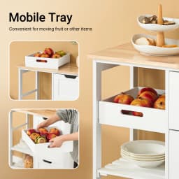 SoBuy FKW79 Kitchen Trolley with 2 Removable Rays and 1 tray Roller Carts for kitchen living room Dining Room
