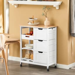 SoBuy FKW79 Kitchen Trolley with 2 Removable Rays and 1 tray Roller Carts for kitchen living room Dining Room