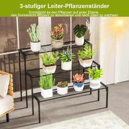 3-Tier Metal Flower Stairs, Flower Shelf, Plant Stand, Plant Shelf, Plant Stairs, Plant Pots, Load Capacity up to 30 kg,Black