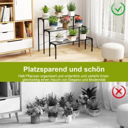 3-Tier Metal Flower Stairs, Flower Shelf, Plant Stand, Plant Shelf, Plant Stairs, Plant Pots, Load Capacity up to 30 kg,Black