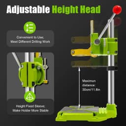 Professional 90° Rotating Drill Stand Drill Guide Drill Stand for Hand Drill with Work Table Adjustable Drill Stand for Drill