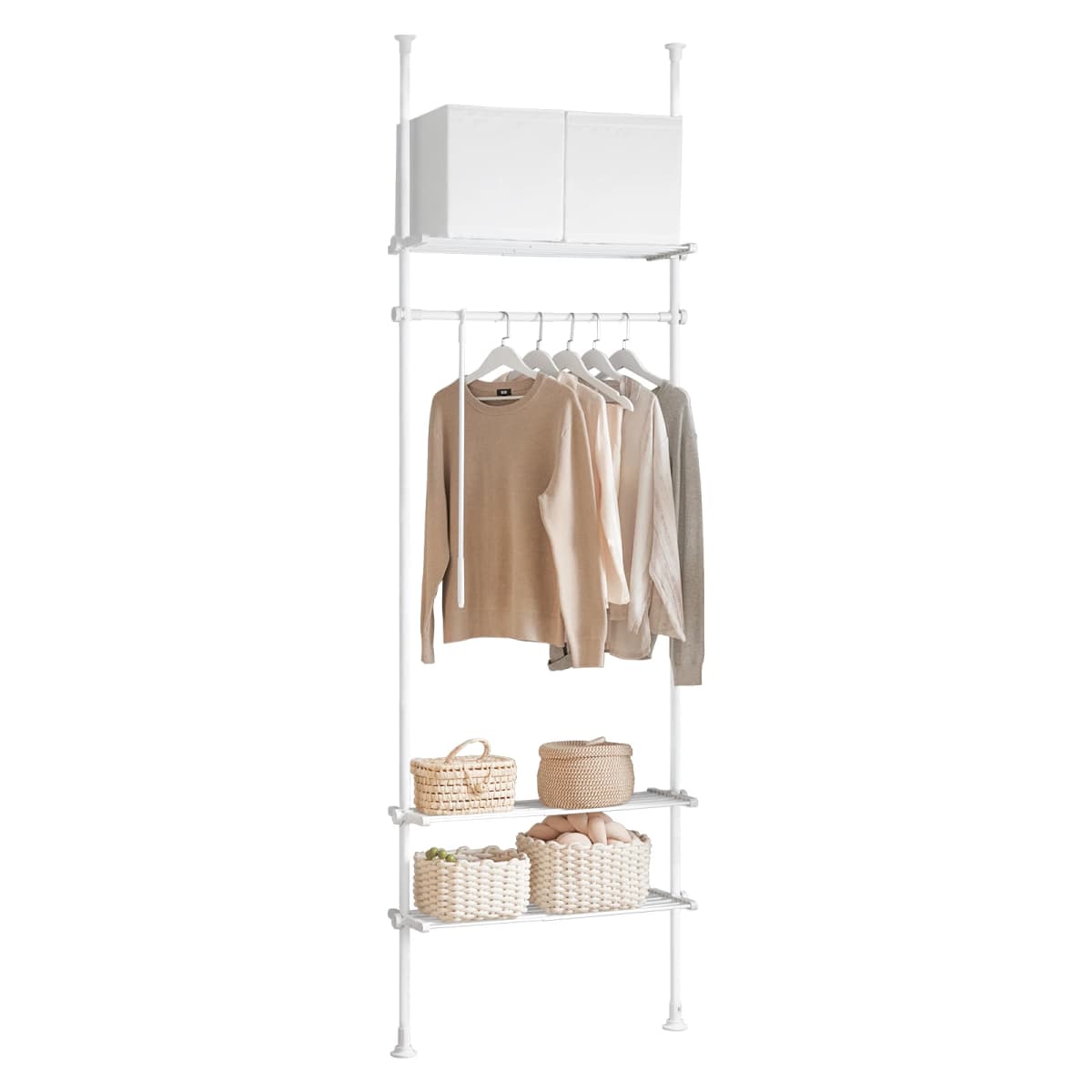 SoBuy KLS07 Telescopic Bar dresses stand with 1 dresses Bar and 3 Stays Telescopic Wardrobe System