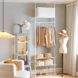 SoBuy KLS07 Telescopic Bar dresses stand with 1 dresses Bar and 3 Stays Telescopic Wardrobe System