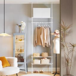 SoBuy KLS07 Telescopic Bar dresses stand with 1 dresses Bar and 3 Stays Telescopic Wardrobe System