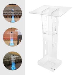 Clear Acrylic Podium with LED Light Base, 22.04 lbs Max Capacity, Easy Assembly, Clean Surface, Ideal for Presentations and