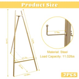 Roadway Wedding Easel Stand, Gold Steel Pipe Frame, Minimalistic Style, 5kg Load Capacity, 104cm Height, Perfect for Wedding