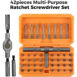 Screwdriver set 42 in 1 aluminum alloy material, ratchet magnetic, DIY combination soft shaft, suitable for furniture assembly