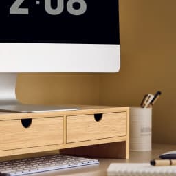 SoBuy FRG198-N monitor screen stand monitor booster screen higher bamboo stand with 2 drawers