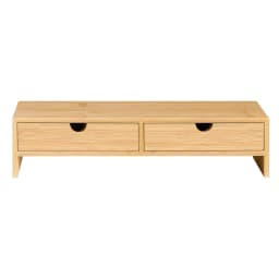 SoBuy FRG198-N monitor screen stand monitor booster screen higher bamboo stand with 2 drawers